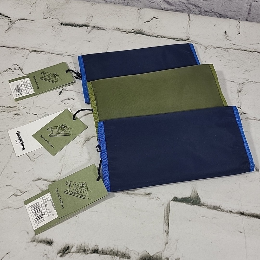 Goodfellow Cosmetic Toiletry Organizer Pouch Lot Of 3 Army Green Navy Blue‎ New